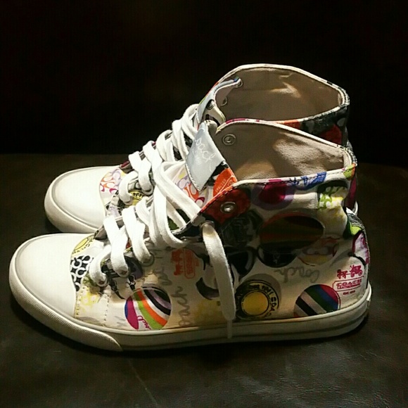 BEAUTIFUL CARDINAL COACH HIGH-TOP SHOES SZ.7.5 - Picture 2 of 4